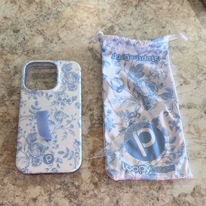 iPhone 14 Pro Loopy Case White and Blue Toille Phone Case